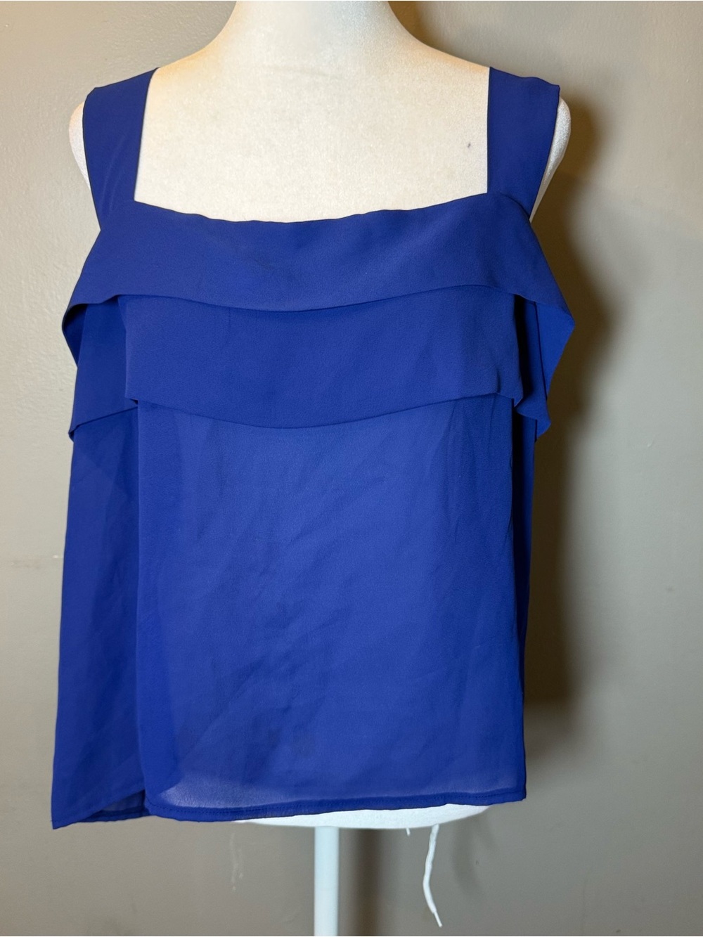 Royal Blue Ruffled Square-Neck Tank Top